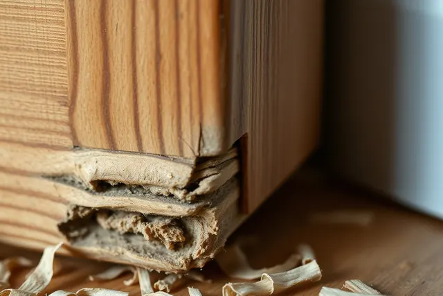 Gnaw marks on a door bottom
